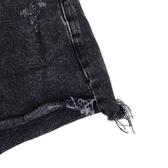 ABERCROMBIE & FITCH Mom Short Womens 28 6 Black Distressed Denim High Rise - Picture 3 of 11